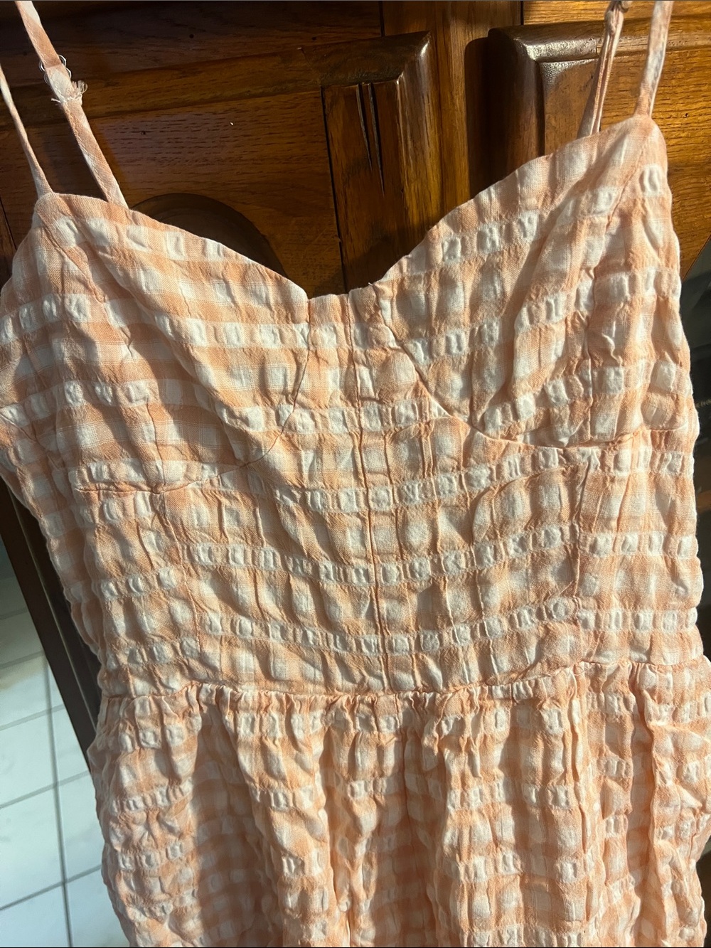 Forever 21 Peach Gingham Textured Romper - Picture 5 of 13